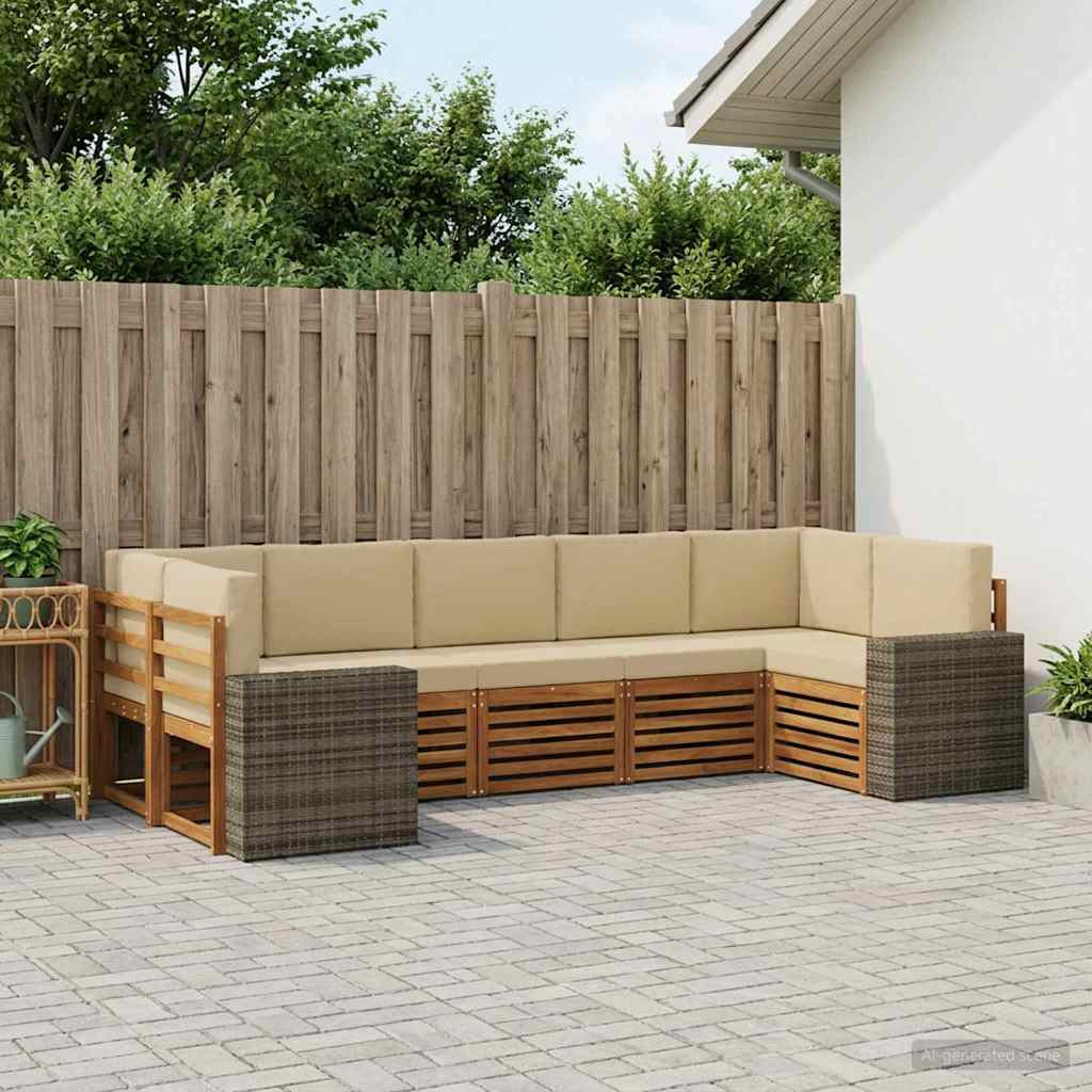 vidaXL Ecksofa Set mit Kissen 7 pcs Natur und Beige Polyester
