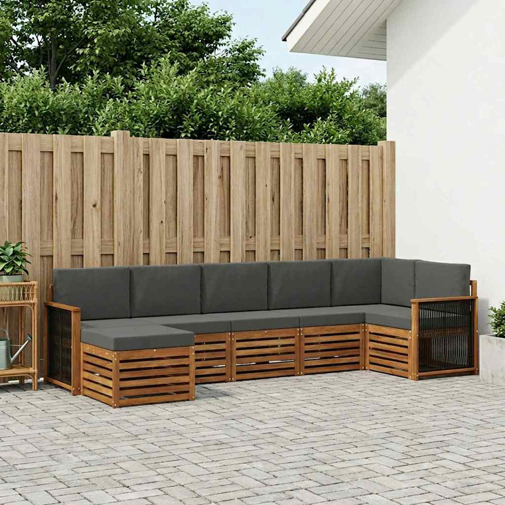 vidaXL Ecksofa Set mit Kissen 6 pcs Natur und Anthrazit
