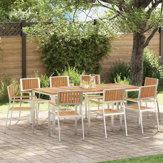 vidaXL Outdoortisch-Set 9 pcs Massives Teakholz und Edelstahl