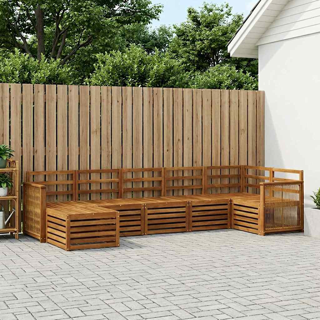 vidaXL Ecksofa Set 6 pcs Natur Massivholz Akazie