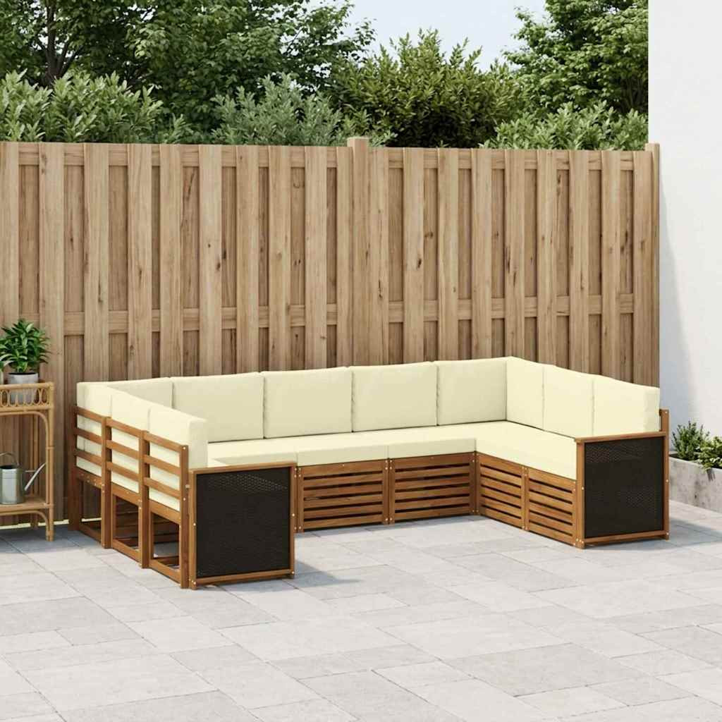 vidaXL Ecksofa Set mit Kissen 7 pcs Natur und Creme