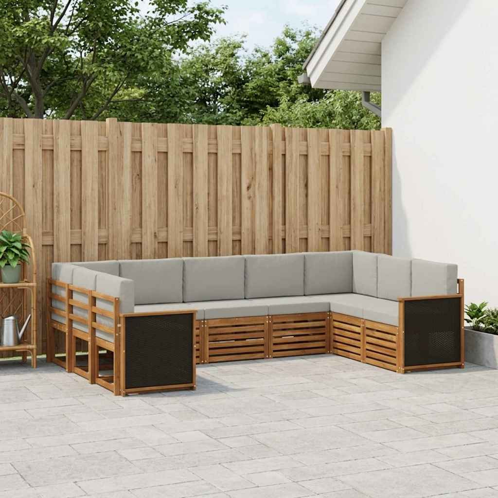 vidaXL Ecksofa Set mit Kissen 7 pcs Natürlich und Hellgrau