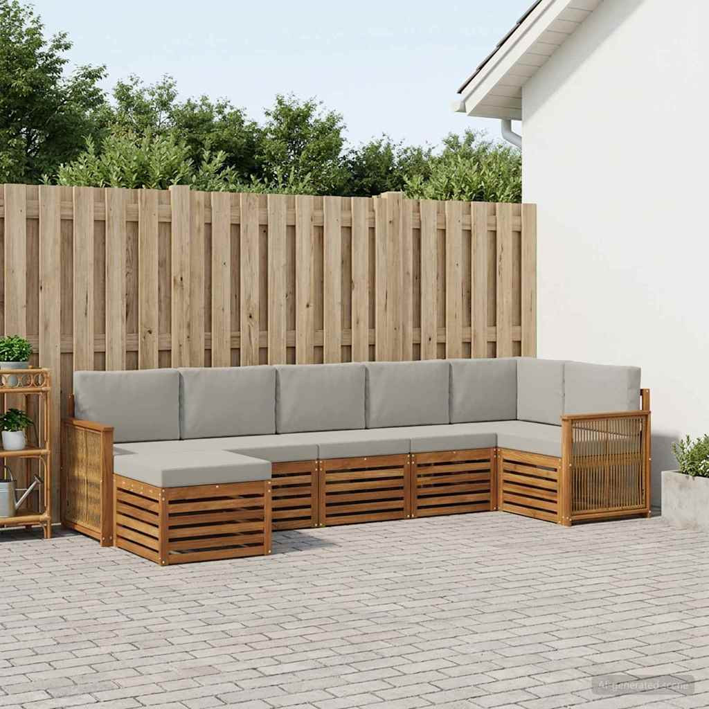 vidaXL Ecksofa Set mit Kissen 6 pcs Natürlich und Hellgrau