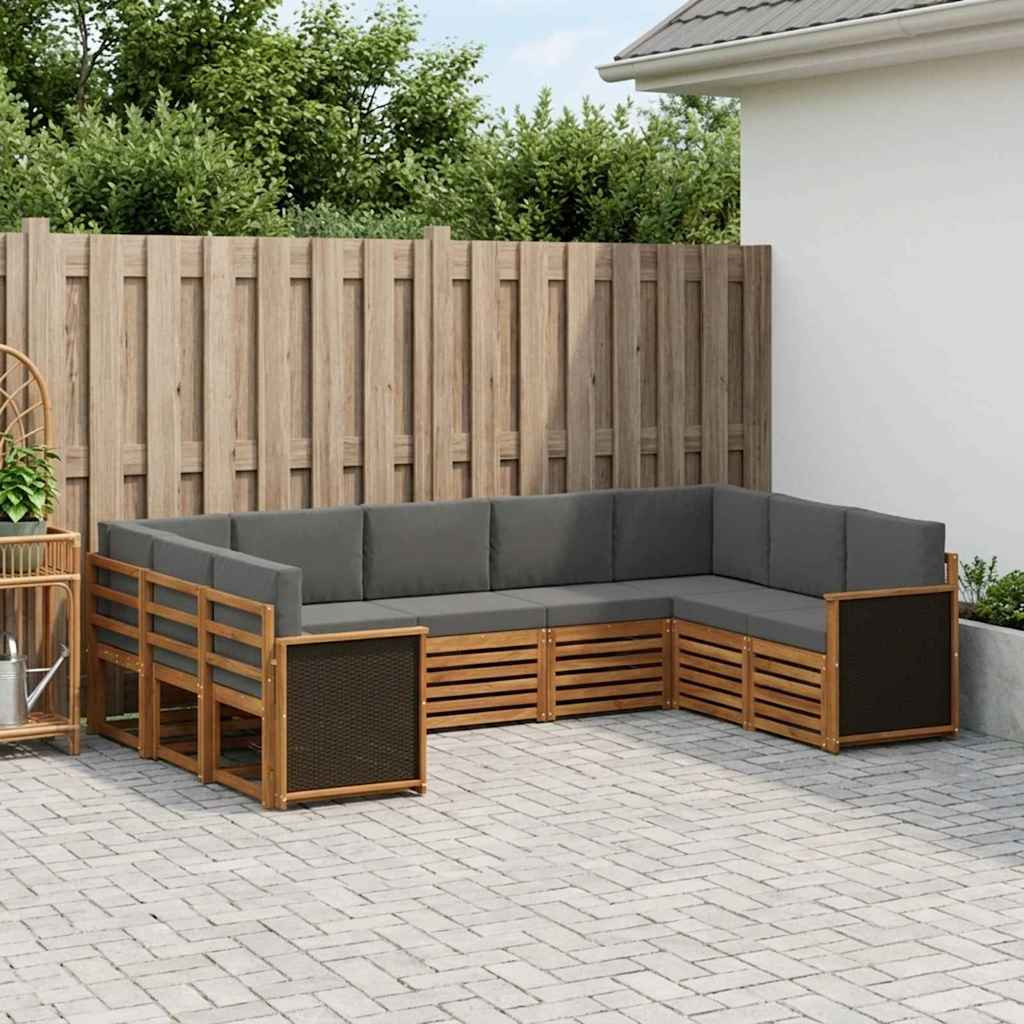 vidaXL Ecksofa Set mit Kissen 7 pcs Natur und Anthrazit