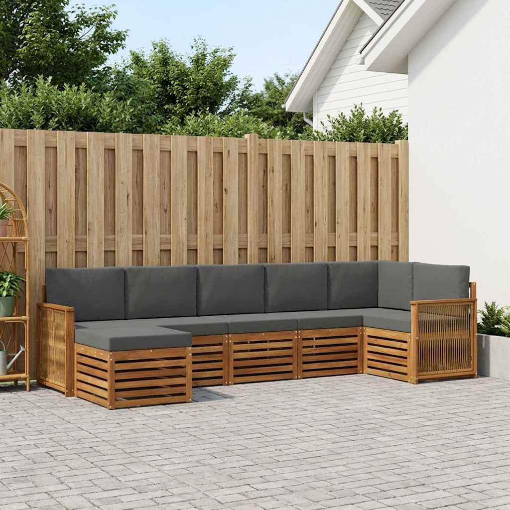 vidaXL Ecksofa Set mit Kissen 6 pcs Natur und Anthrazit