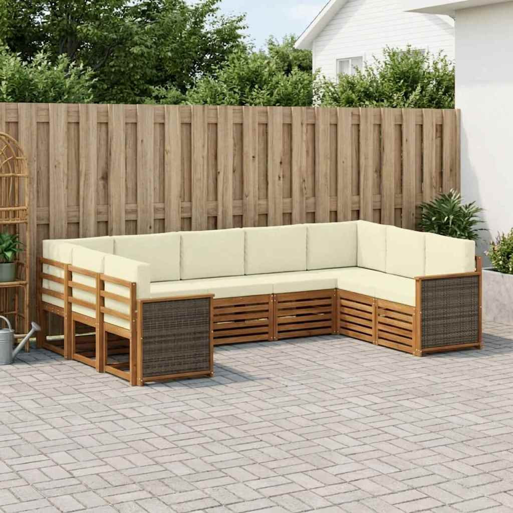 vidaXL Ecksofa Set mit Kissen 7 pcs Natur und Creme