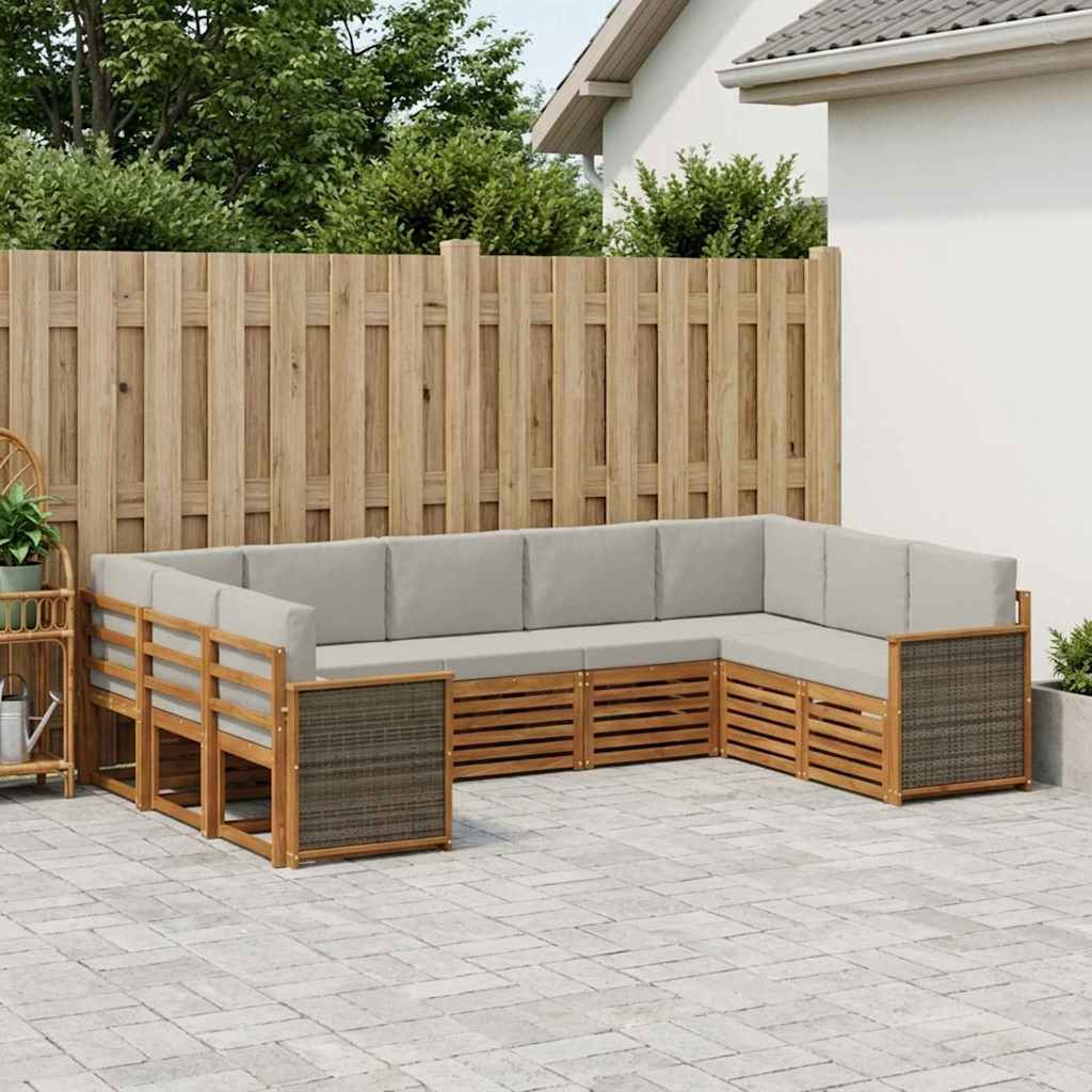 vidaXL Ecksofa Set mit Kissen 7 pcs Natürlich und Hellgrau