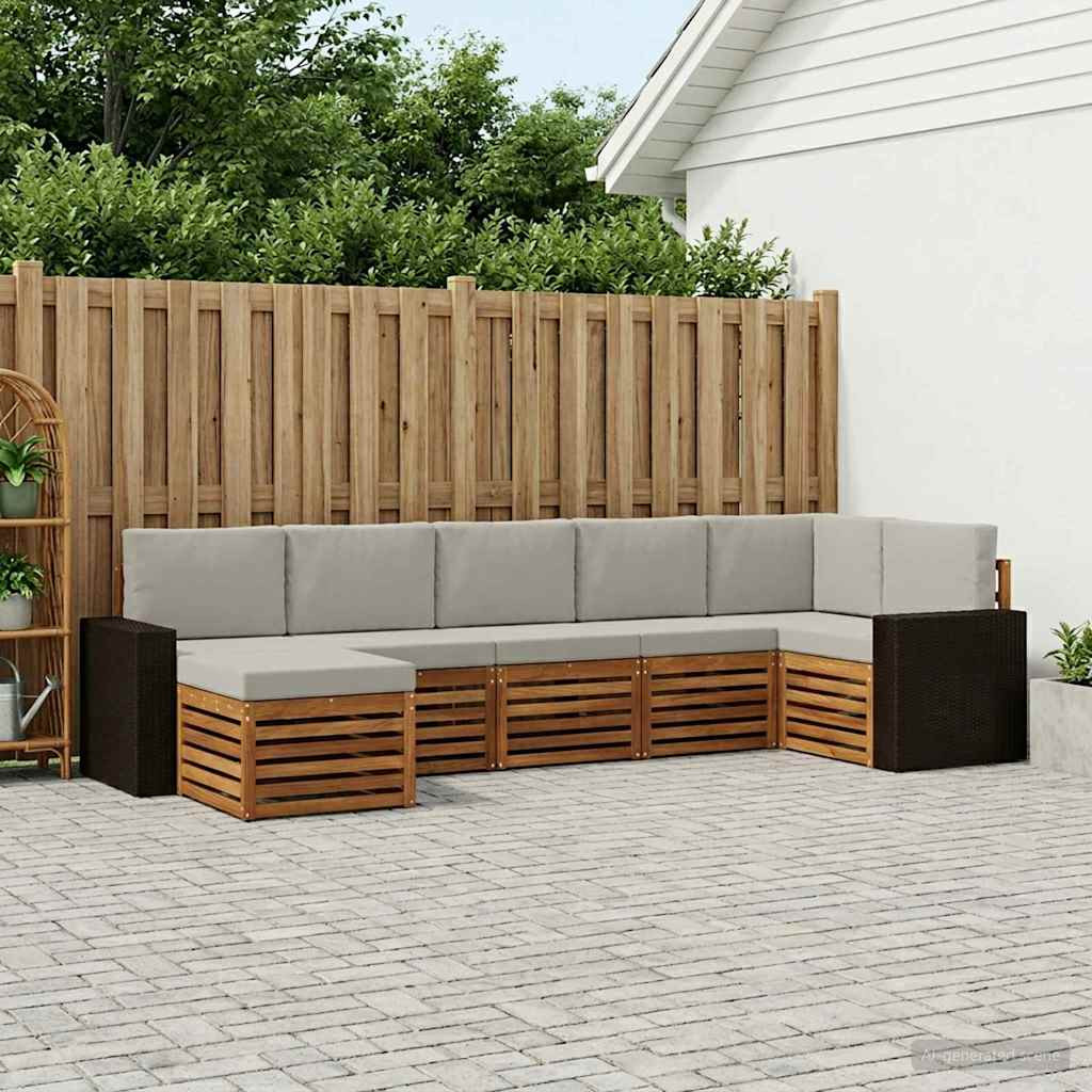 vidaXL Ecksofa Set mit Kissen 7 pcs Natürlich und Hellgrau