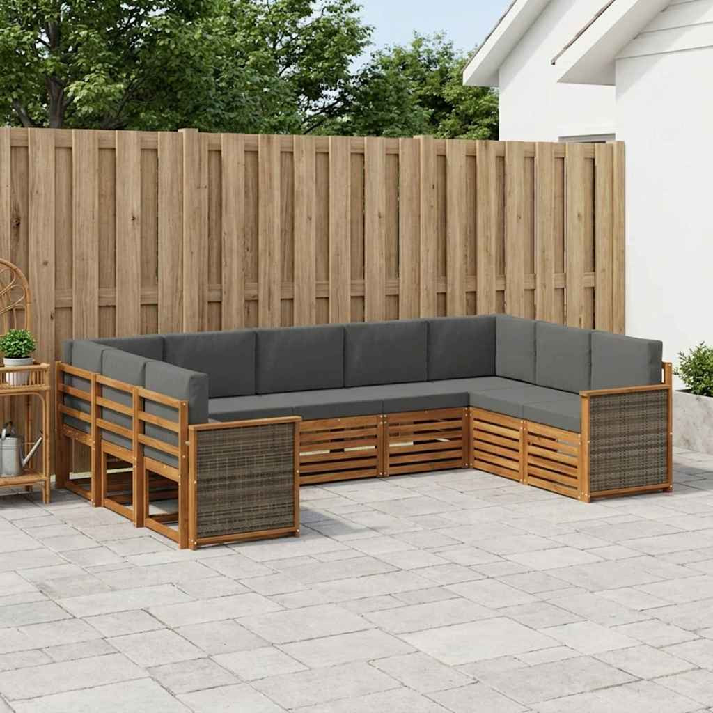 vidaXL Ecksofa Set mit Kissen 7 pcs Natur und Anthrazit