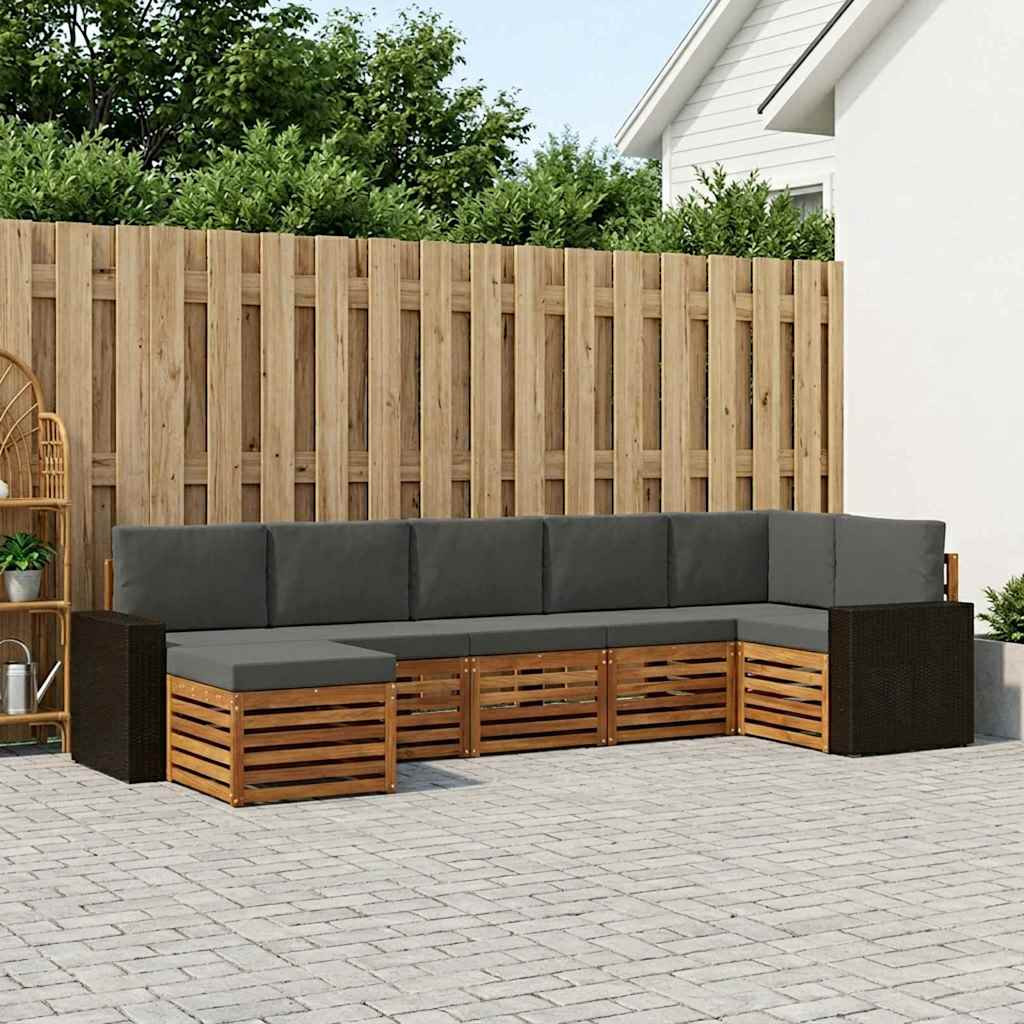 vidaXL Ecksofa Set 7 pcs Natur und Anthrazit Massivholz Akazie