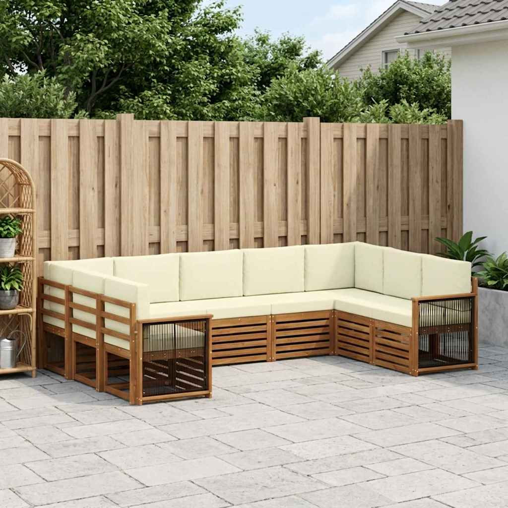 vidaXL Ecksofa Set mit Kissen 7 pcs Natur und Creme