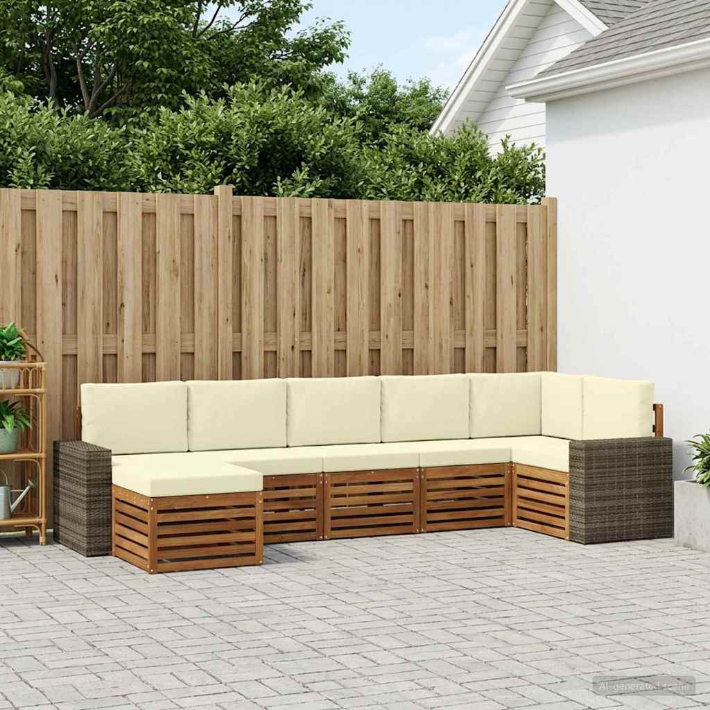 vidaXL Ecksofa Set mit Kissen 7 pcs Natur und Creme