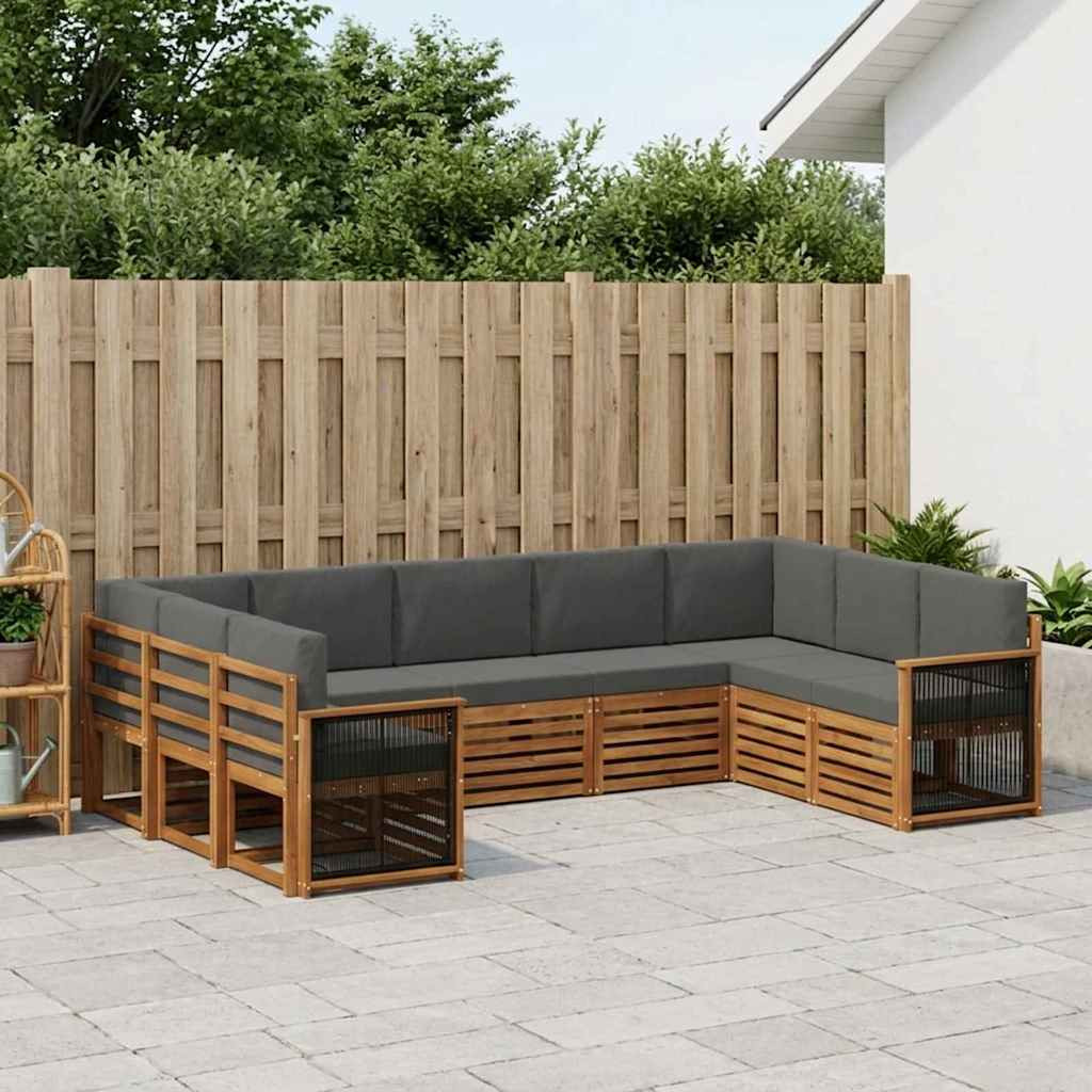 vidaXL Ecksofa Set mit Kissen 7 pcs Natur und Anthrazit