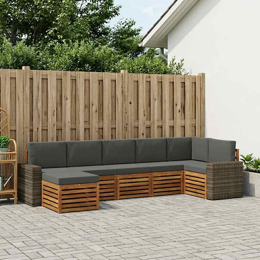 vidaXL Ecksofa Set mit Kissen 7 pcs Natur und Anthrazit