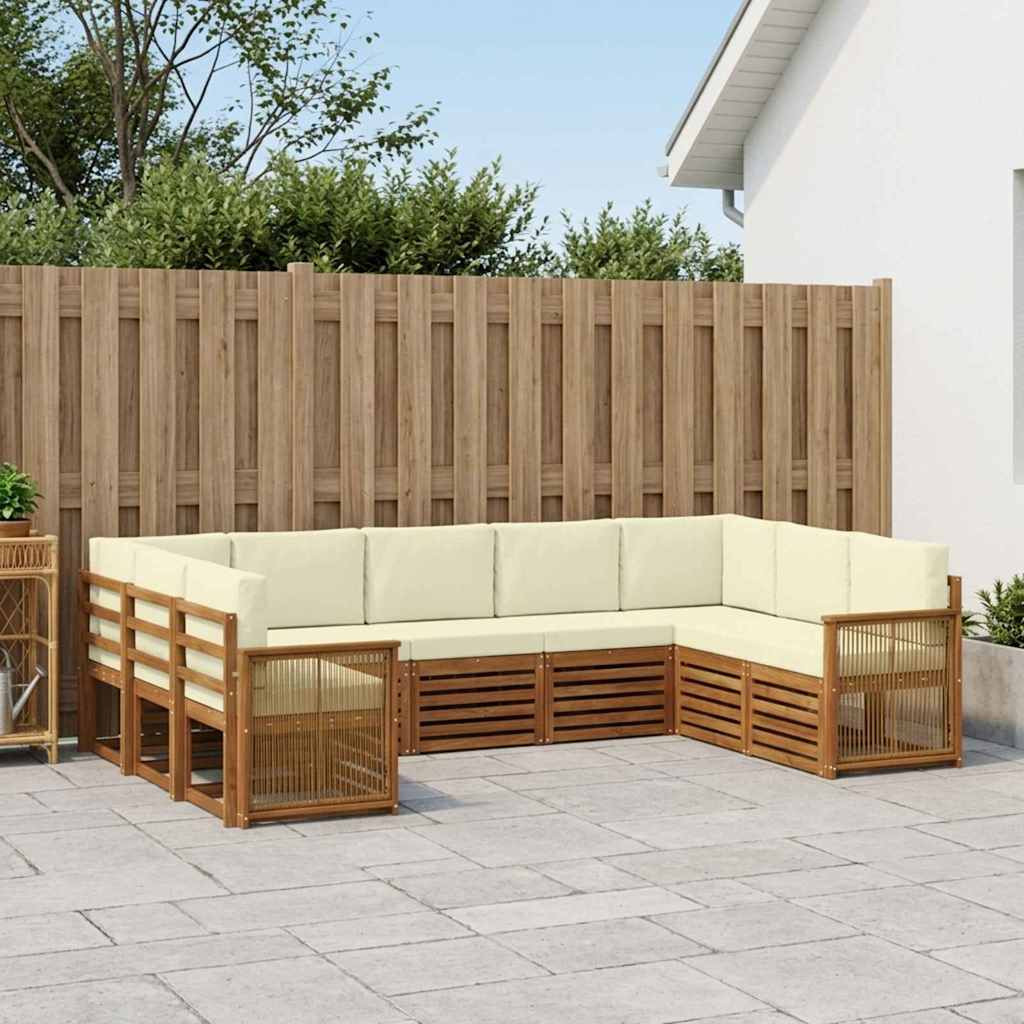 vidaXL Ecksofa Set mit Kissen 7 pcs Natur und Creme