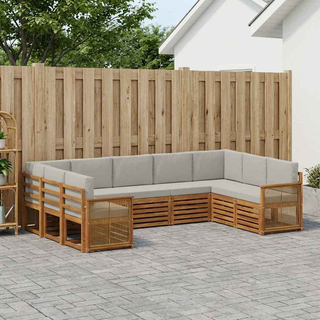 vidaXL Ecksofa Set mit Kissen 7 pcs Natürlich und Hellgrau