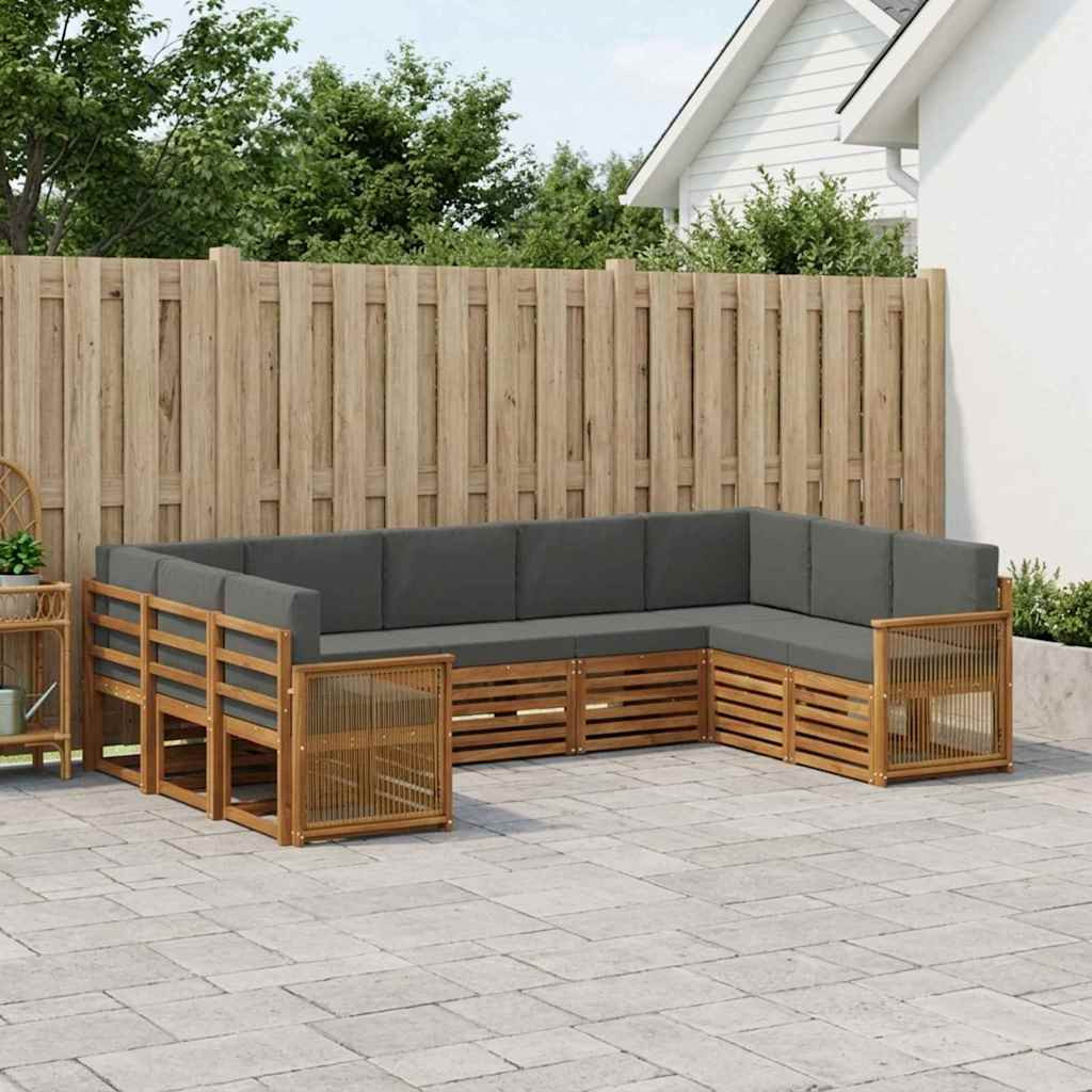 vidaXL Ecksofa Set mit Kissen 7 pcs Natur und Anthrazit