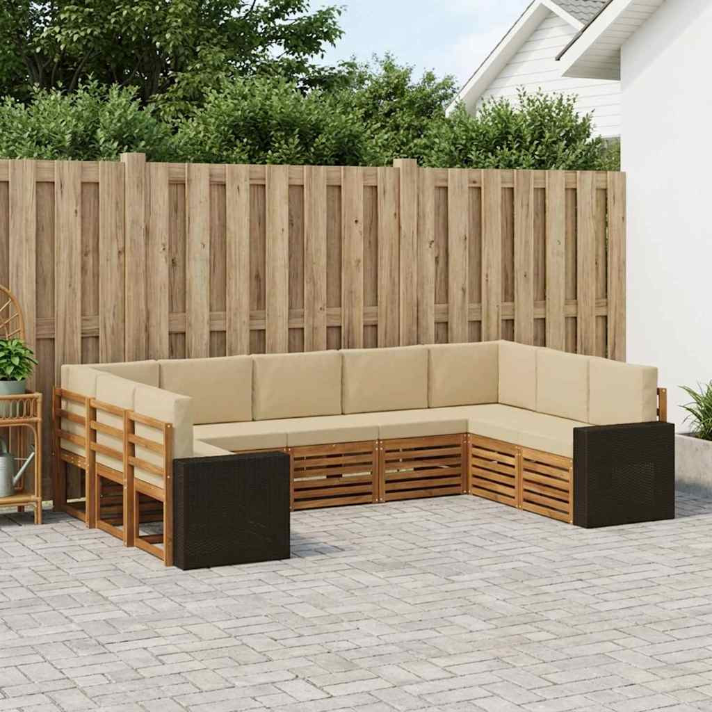vidaXL Ecksofa Set mit Kissen 9 pcs Natur und Beige Polyester