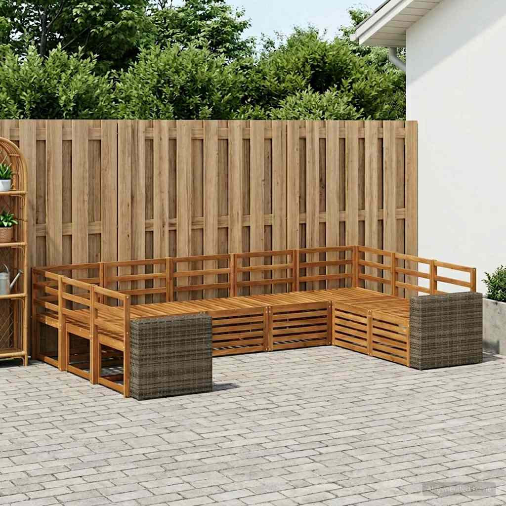 vidaXL Ecksofa Set 9 pcs Natur Massivholz Akazie