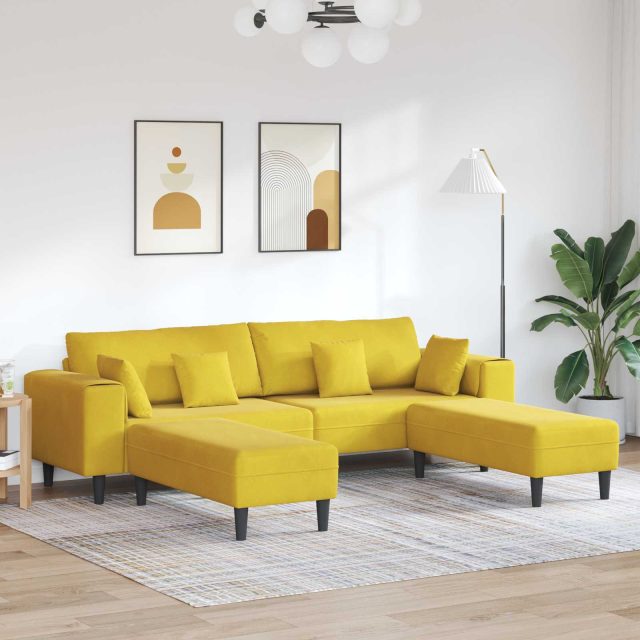vidaXL Sofa 3 pcs Gelb 250 x 188 x 76 cm Samt