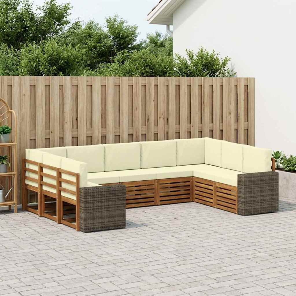 vidaXL Ecksofa Set mit Kissen 9 pcs Natur und Creme Polyester