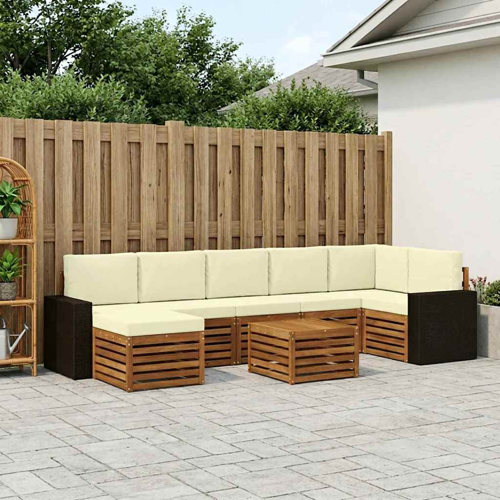 vidaXL Outdoor-Sofagarnitur mit Kissen 8 pcs Natur und Creme