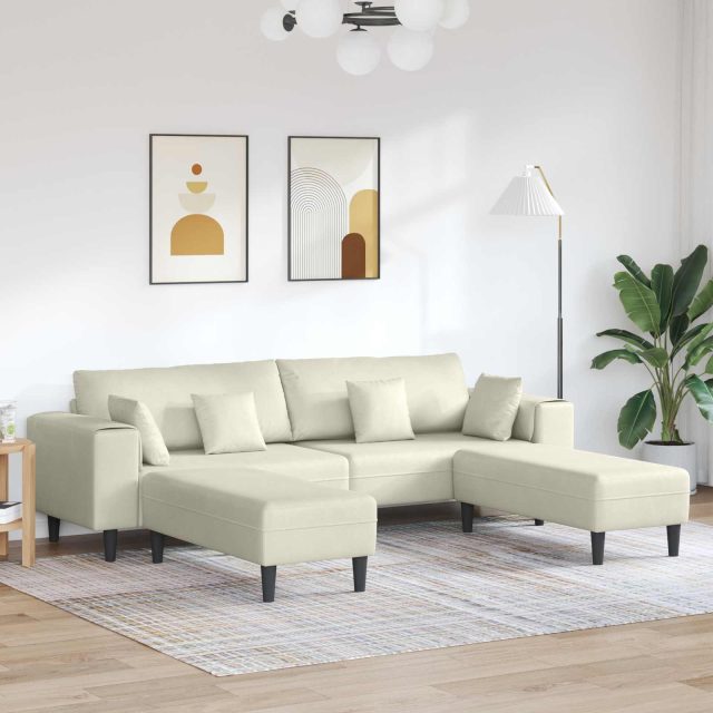 vidaXL Sofa 3 pcs Creme 250 x 188 x 76 cm Samt