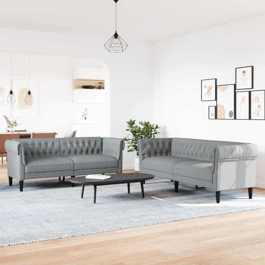 vidaXL Wohnzimmer Couch 2 pcs Hellgrau 201,5 x 74,5 x 74,5 cm Stoff