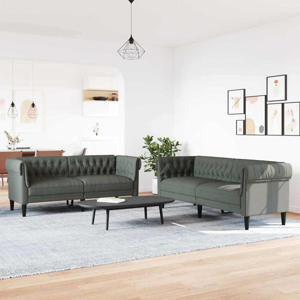 vidaXL Wohnzimmer Couch 2 pcs Dunkelgrau 201,5 x 74,5 x 74,5 cm Stoff
