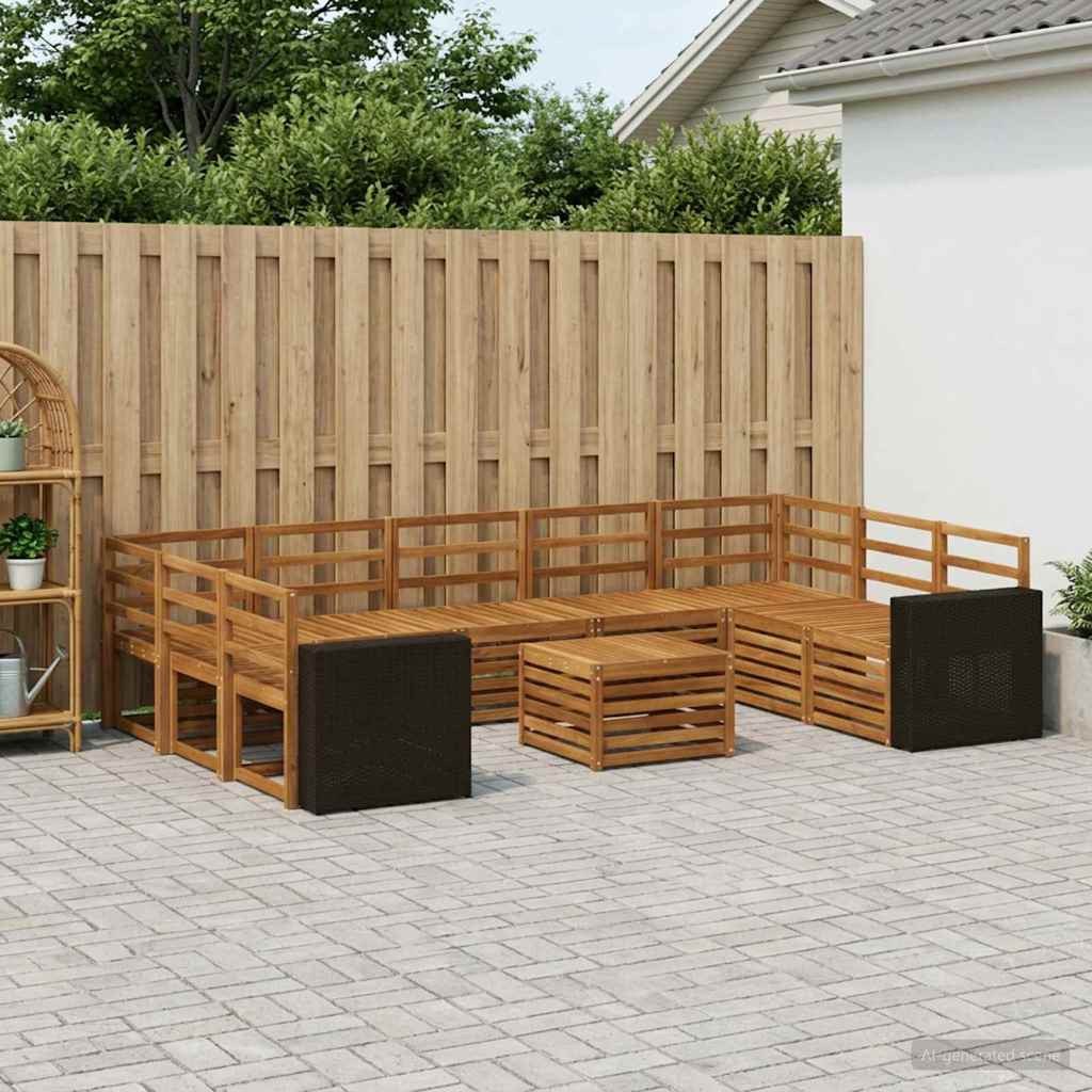 vidaXL Sofagarnituren 10 pcs Natur Massivholz Akazie