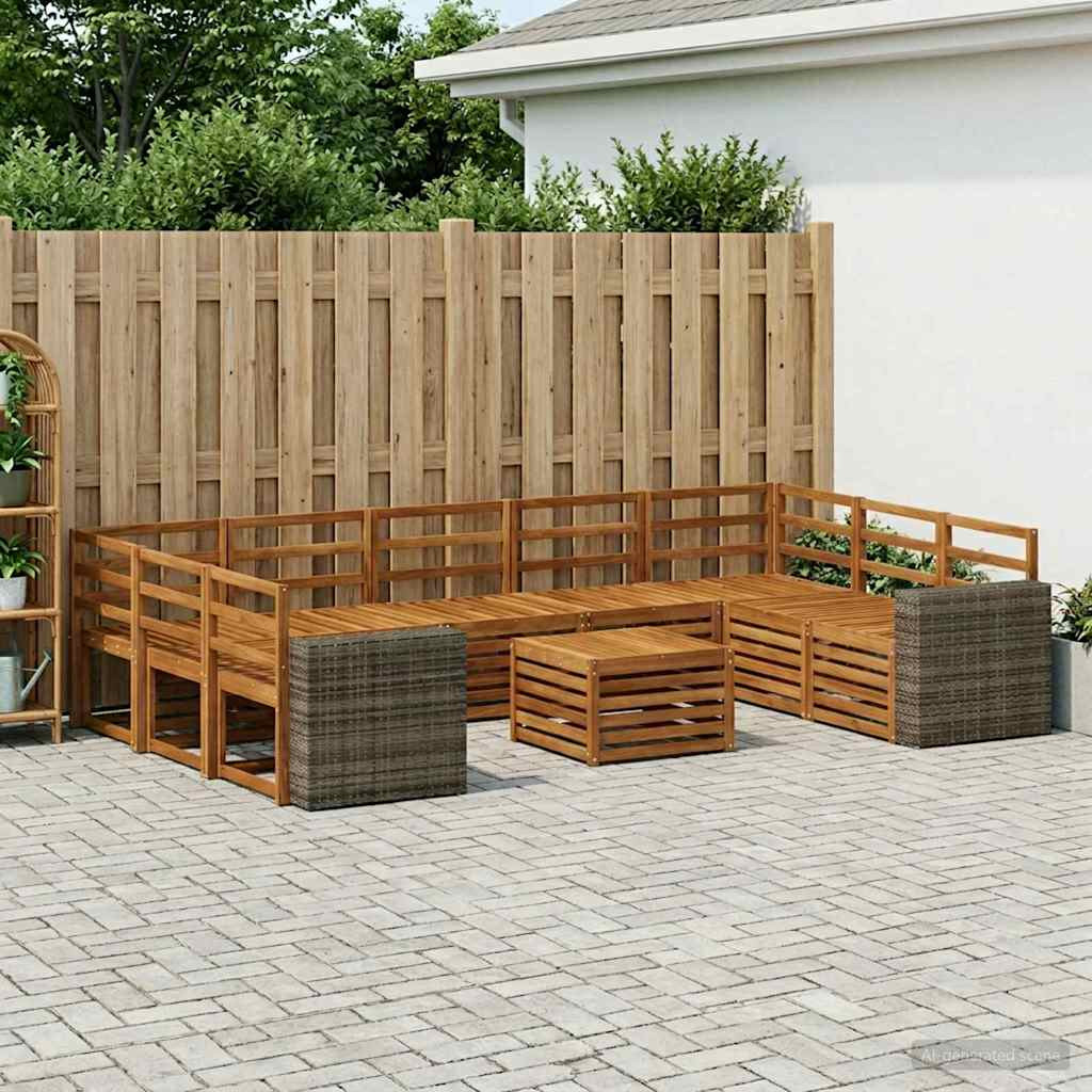 vidaXL Sofagarnituren 10 pcs Natur Massivholz Akazie