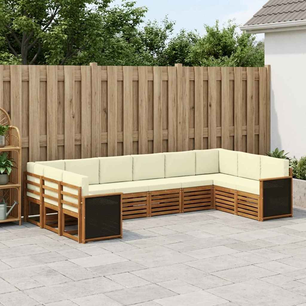 vidaXL Ecksofa Set mit Kissen 7 pcs Natur und Creme