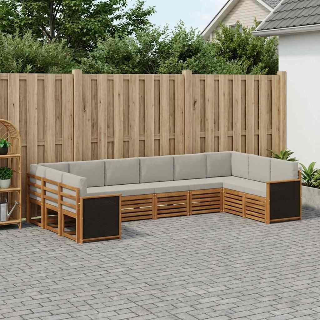 vidaXL Ecksofa Set mit Kissen 7 pcs Natürlich und Hellgrau