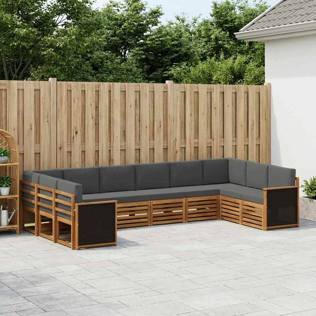 vidaXL Ecksofa Set mit Kissen 7 pcs Natur und Anthrazit