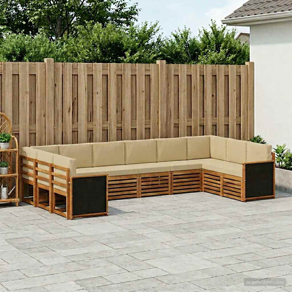 vidaXL Ecksofa Set 7 pcs Natur Massives Akazienholz und Polyester