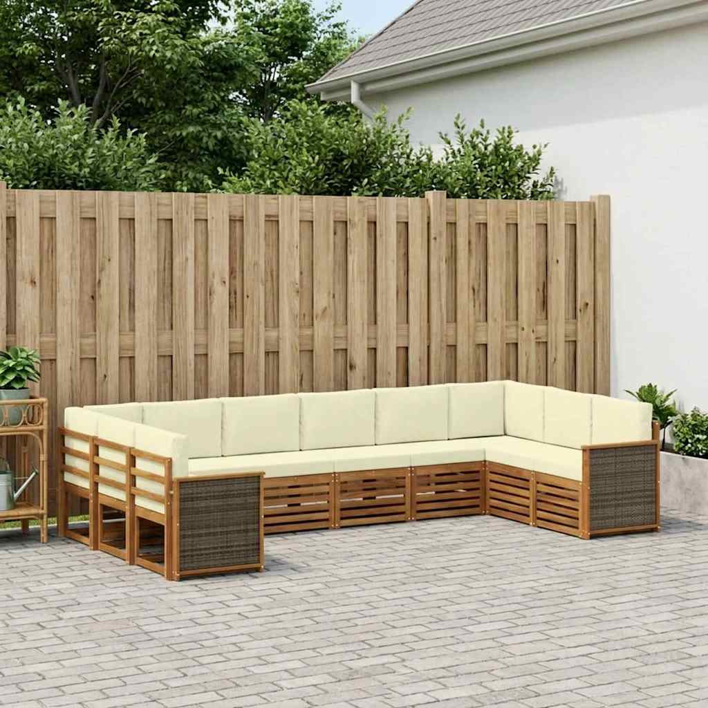vidaXL Ecksofa Set mit Kissen 7 pcs Natur und Creme