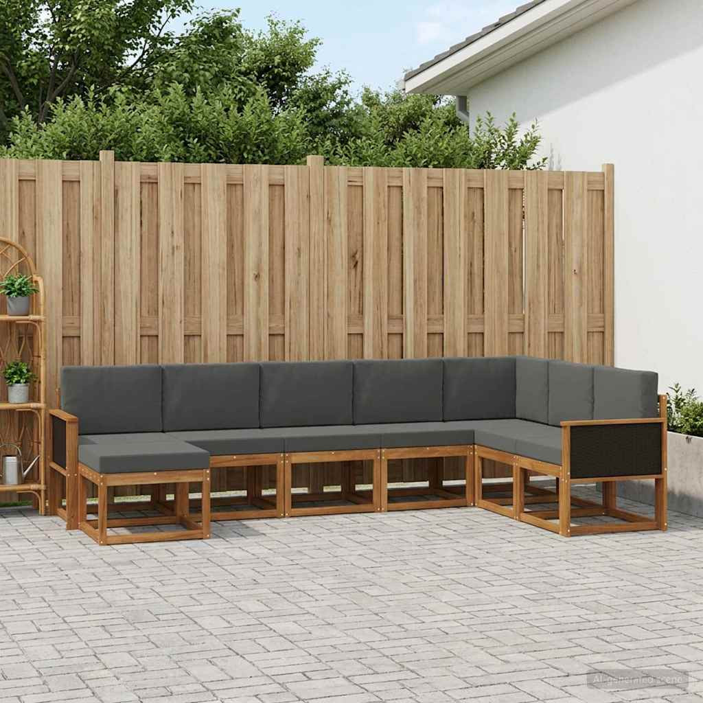 vidaXL Outdoor-Sofagarnitur mit Kissen 8 pcs Natur und Anthrazit