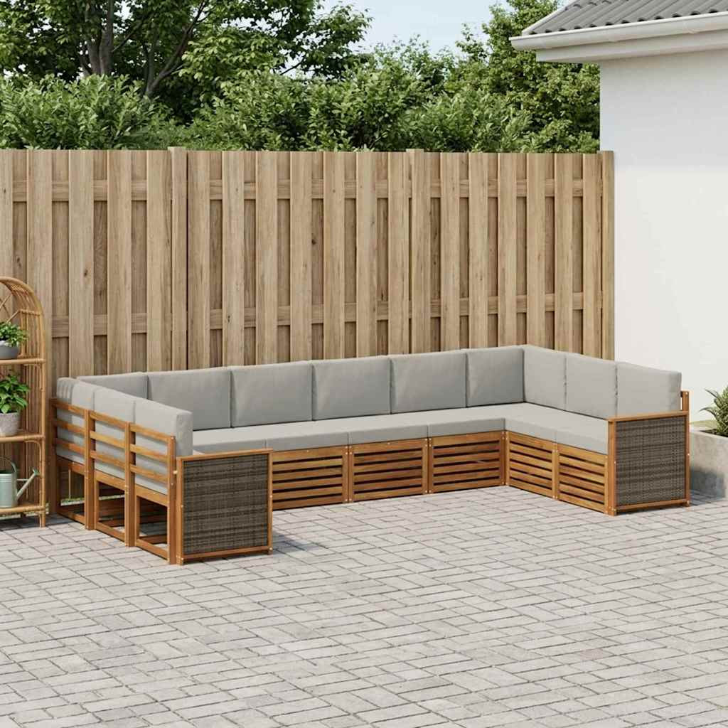 vidaXL Ecksofa Set mit Kissen 7 pcs Natürlich und Hellgrau