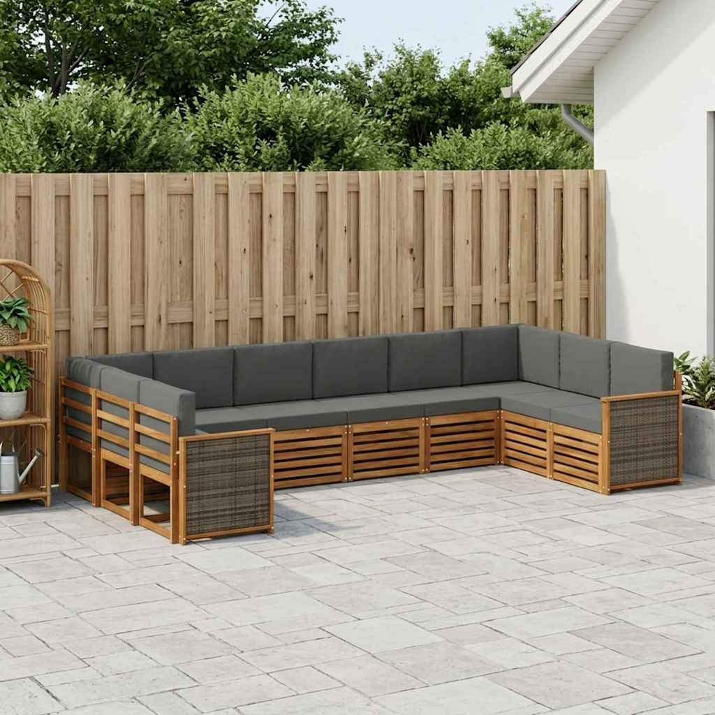 vidaXL Ecksofa Set mit Kissen 7 pcs Natur und Anthrazit