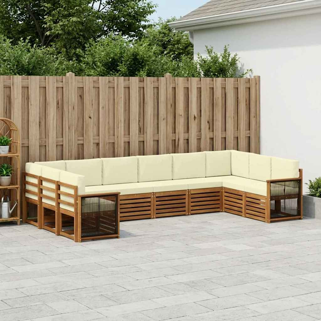vidaXL Ecksofa Set mit Kissen 7 pcs Natur und Creme