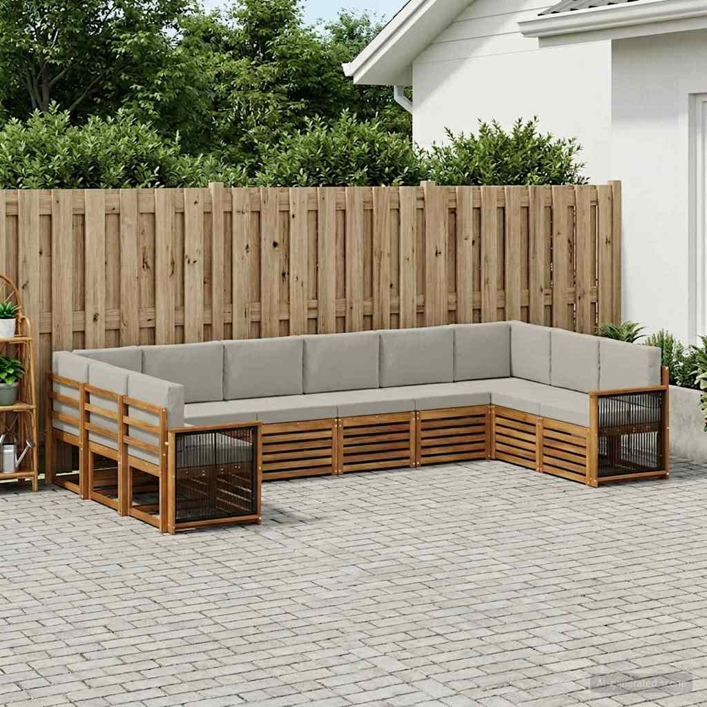 vidaXL Ecksofa Set mit Kissen 7 pcs Natürlich und Hellgrau