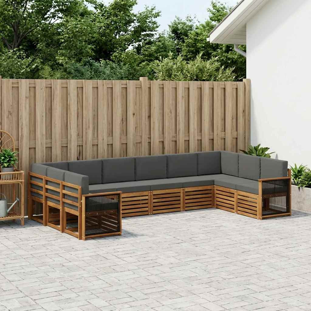 vidaXL Ecksofa Set mit Kissen 7 pcs Natur und Anthrazit