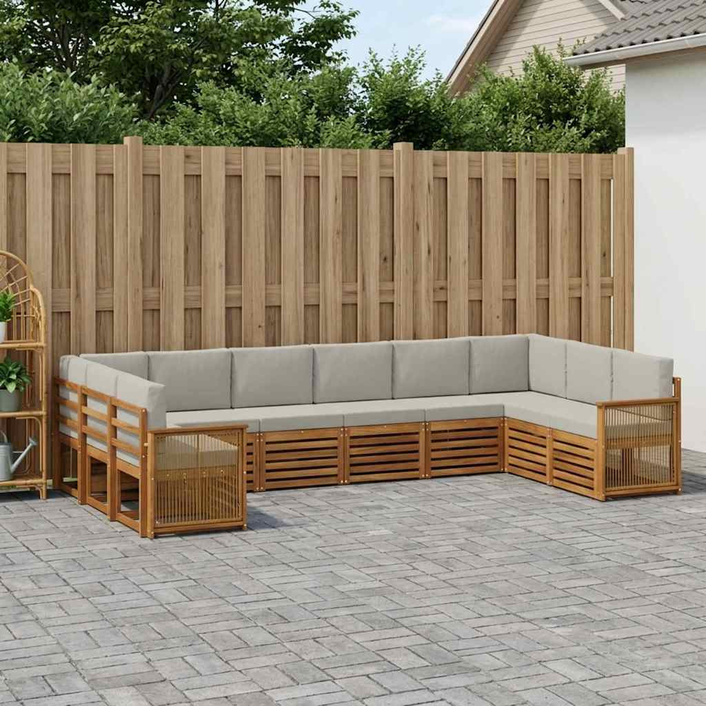 vidaXL Ecksofa Set mit Kissen 7 pcs Natürlich und Hellgrau