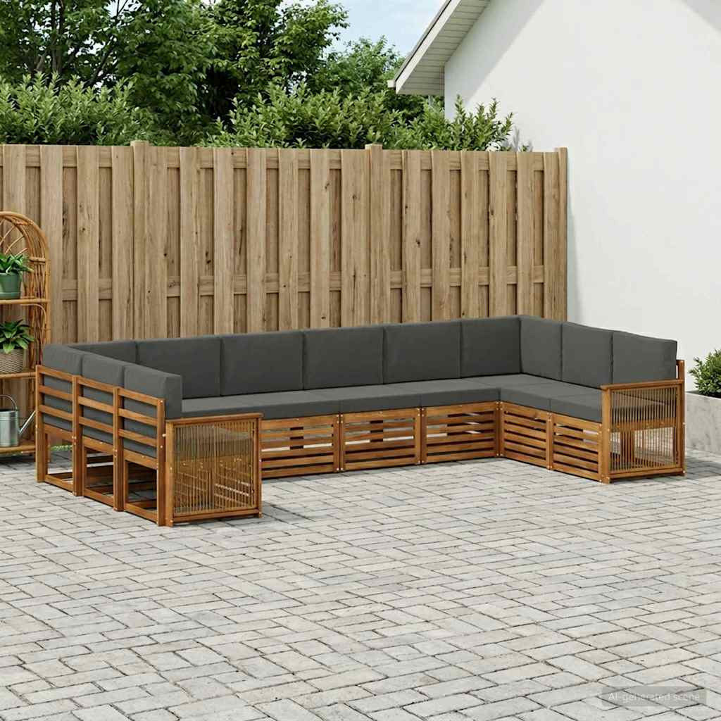 vidaXL Ecksofa Set mit Kissen 7 pcs Natur und Anthrazit