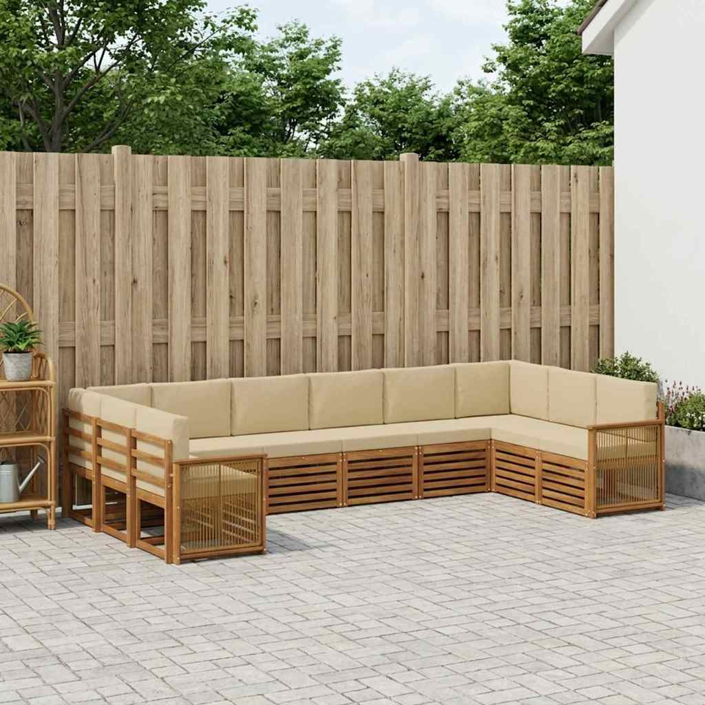 vidaXL Ecksofa Set 7 pcs Natur Massives Akazienholz und Polyester
