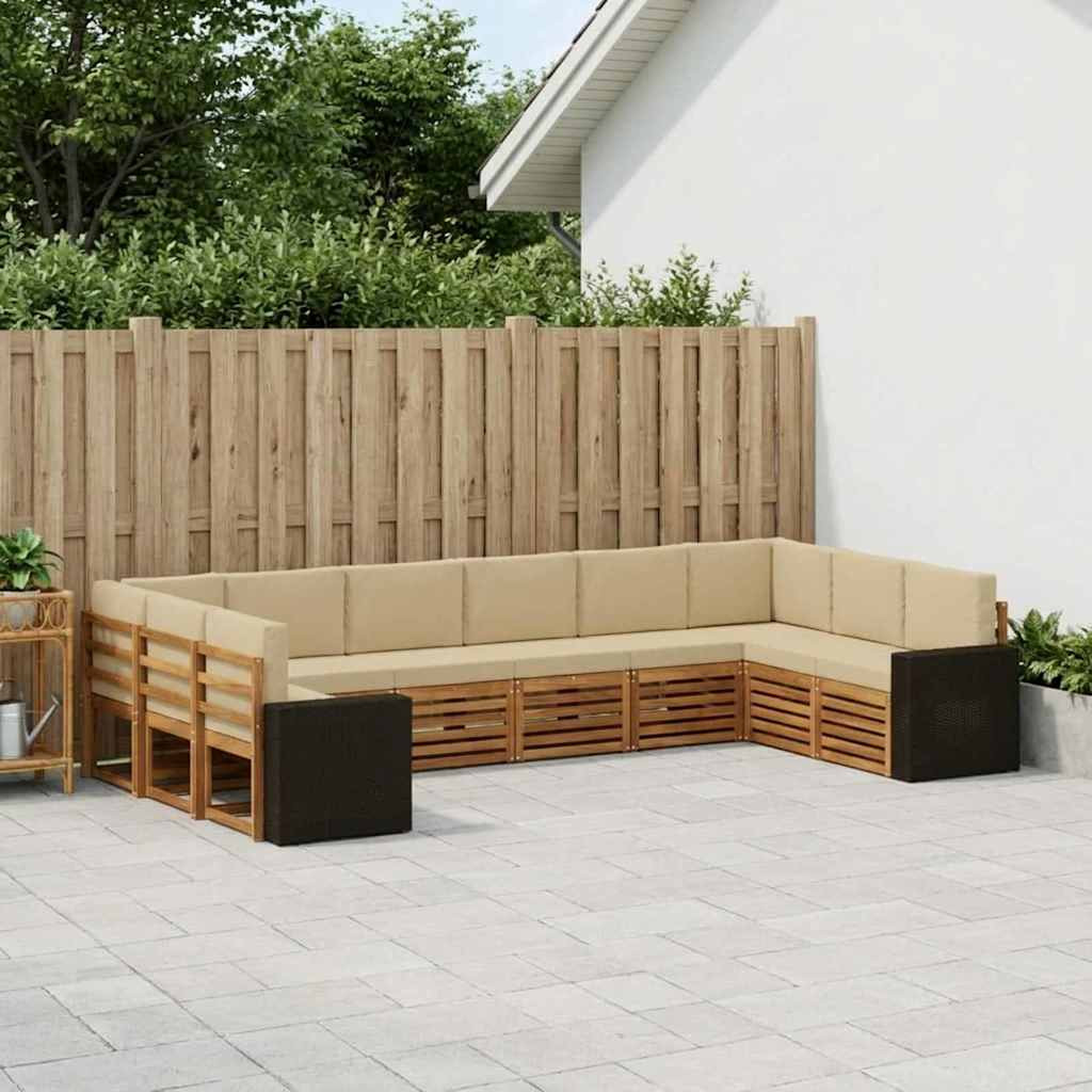 vidaXL Outdoor-Sofagarnitur 10 pcs Natur und Beige Polyester