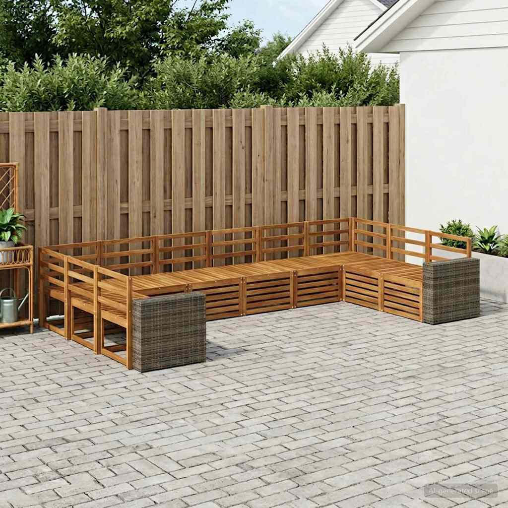 vidaXL Outdoor-Sofagarnitur 10 pcs Natur Massivholz Akazie