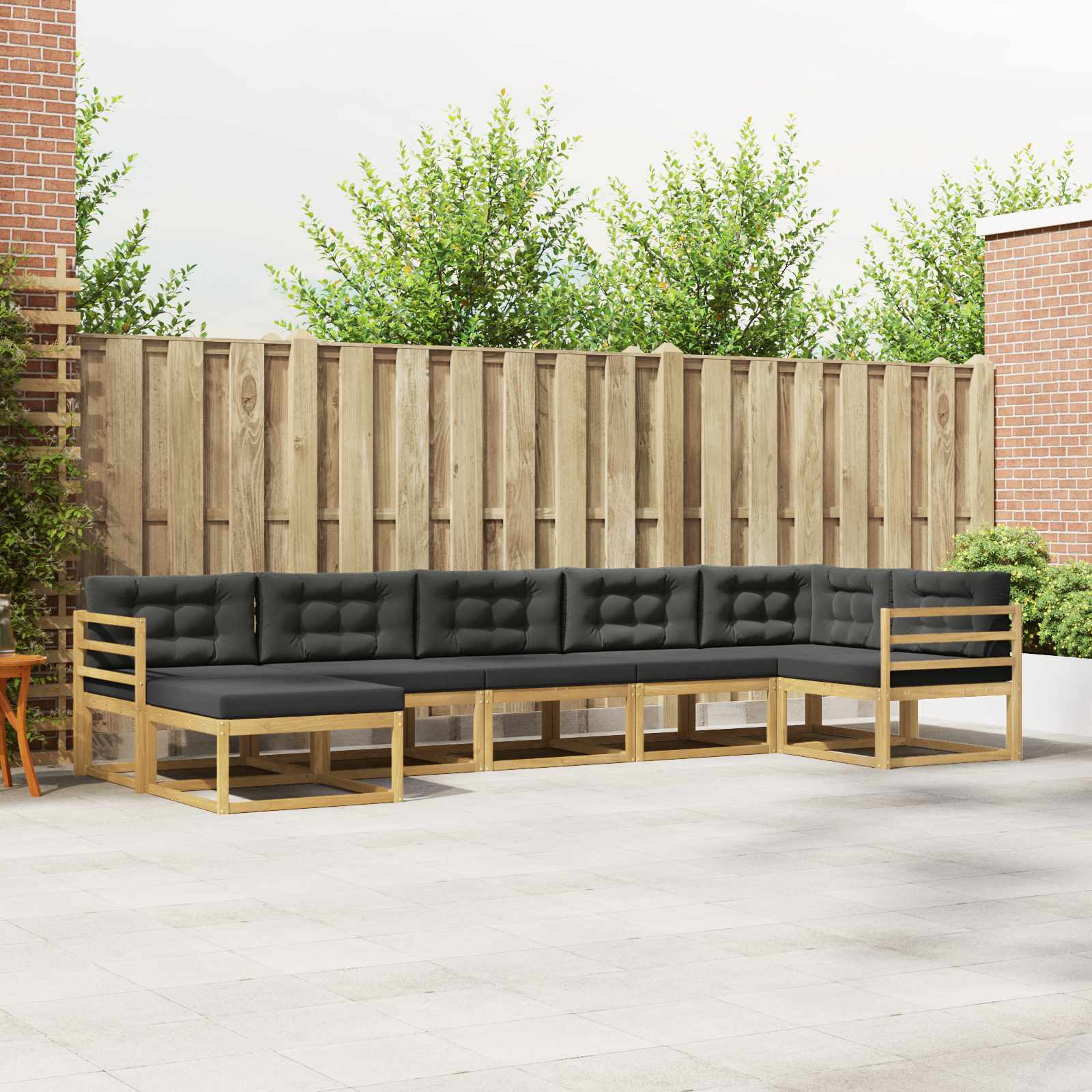 vidaXL Outdoor-Sofagarnitur mit Kissen 7 pcs Weiß und Anthrazit