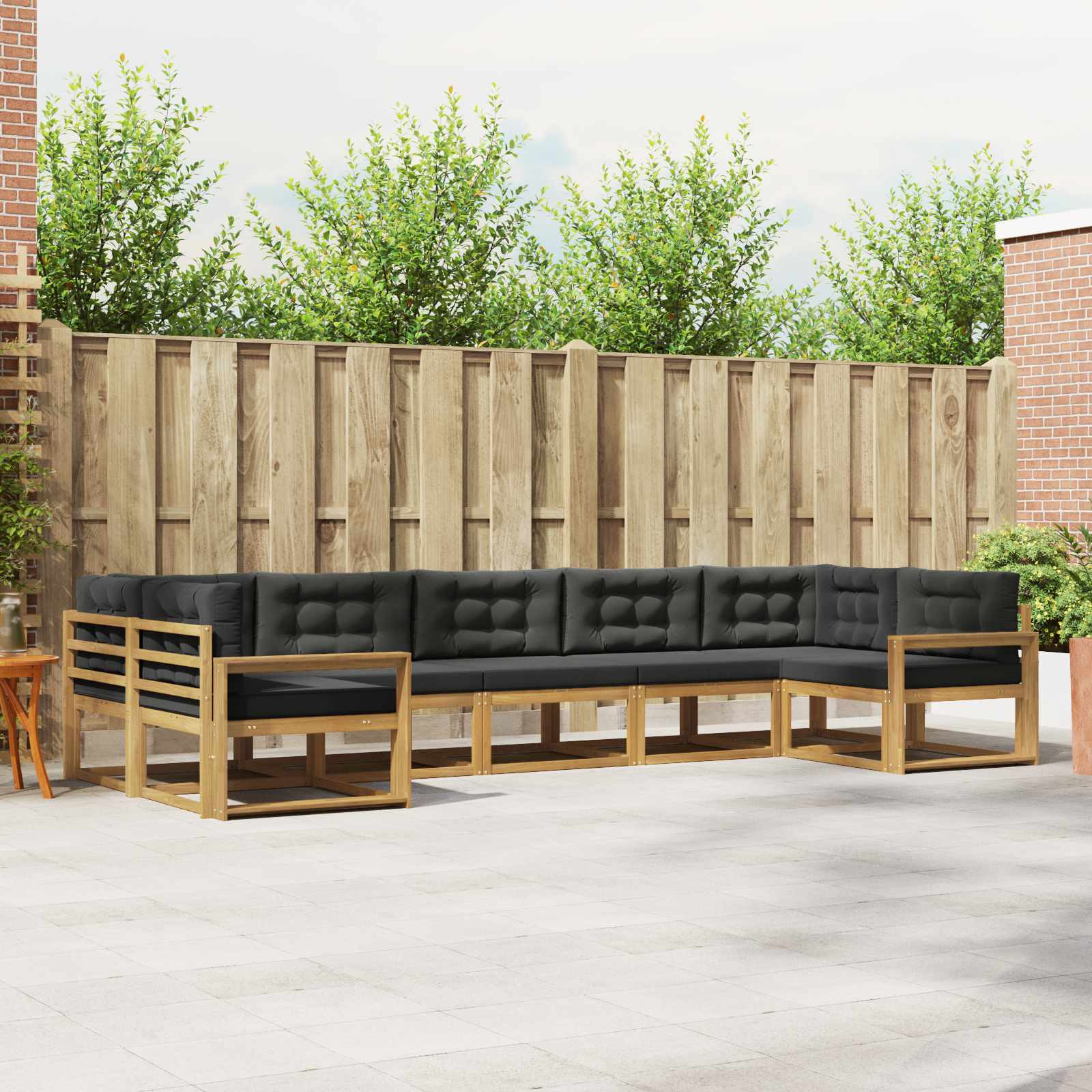 vidaXL Outdoor-Sofagarnitur mit Kissen 7 pcs Weiß und Anthrazit