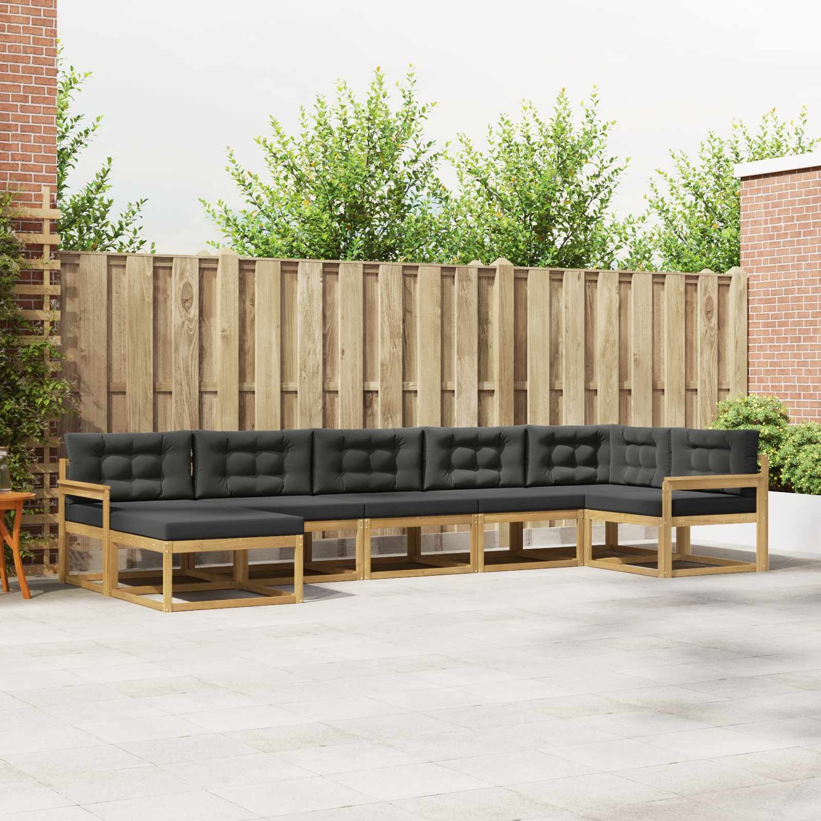vidaXL Outdoor-Sofagarnitur mit Kissen 7 pcs Weiß und Anthrazit